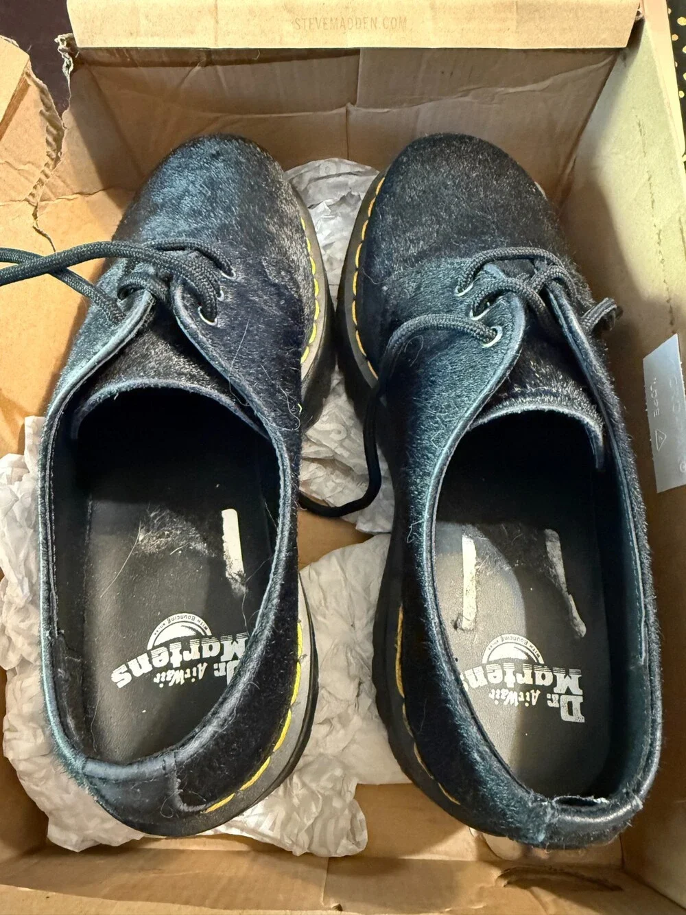 Dr Martens 1461 Quad Hair-On Platform Shoes Black Women’s 9 NWOT Academia Grunge